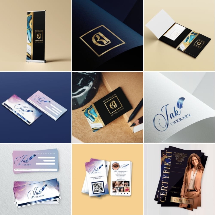 projekty graficzne do druku, projekty dla branży beauty, ulotki, wizytówki, projekt beauty, projekt katalogu, materiały reklamowe druk, DTP do druku, przygotowanie plików do druku, identyfikacja wizualna, księga znaku