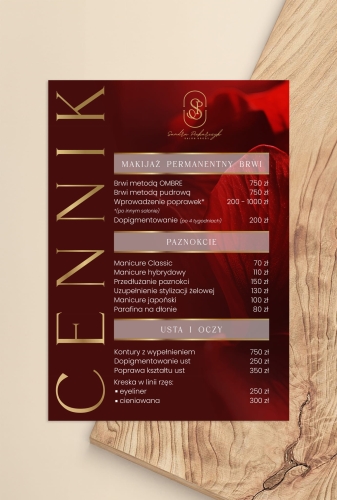 cennik salonu kosmetycznego,  makijaż permanentny cennik, stylizacja paznokci cennik, grafika do salonu kosmetycznego, elegancki cennik usług, projekt glamour beauty,  cennik glamour, cennik soft touch, cennik gold, cennik złocenie