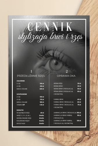 Cennik A4 Premium, ze złoceniem, złocenie na płasko 2D, projekt cennika, cennik gold premium, cennik dla salonu beauty,  elegancki cennik usług, projekt glamour beauty,  cennik glamour, cennik soft touch, cennik gold