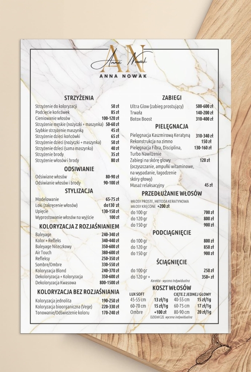 cennik salonu kosmetycznego, plakat beauty, makijaż permanentny cennik, stylizacja paznokci cennik, grafika do salonu kosmetycznego, elegancki cennik usług, projekt glamour beauty, plakat do gabinetu kosmetycznego, szablon cennika