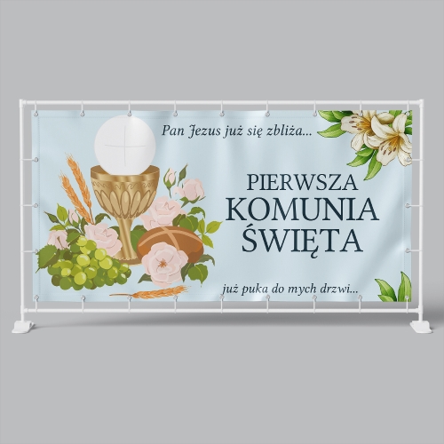 baner reklamowy, baner pierwsza komunia święta, baner komunia, baner religijny, baner do kościoła, baner Jezus, tani baner, baner plandeka, baner projekt, baner druk,  banery oczkowane, banery zgrzewane, banery gotowe, baner elegancki baner