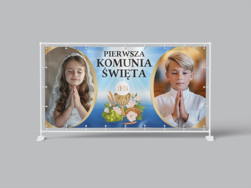 baner reklamowy, baner pierwsza komunia święta, baner komunia, baner religijny, baner do kościoła, baner Jezus, tani baner, baner plandeka, baner projekt, baner druk,  banery oczkowane, banery zgrzewane, banery gotowe, baner elegancki baner